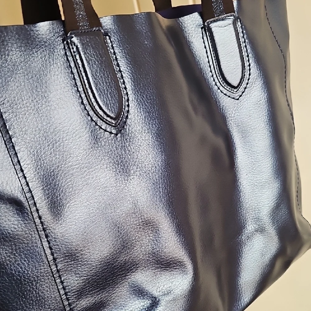 Coach 2017 Large Hologram Derby Tote Metallic Blue